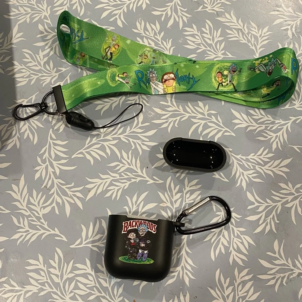 Lanyard and AirPods 1 Black Case Set